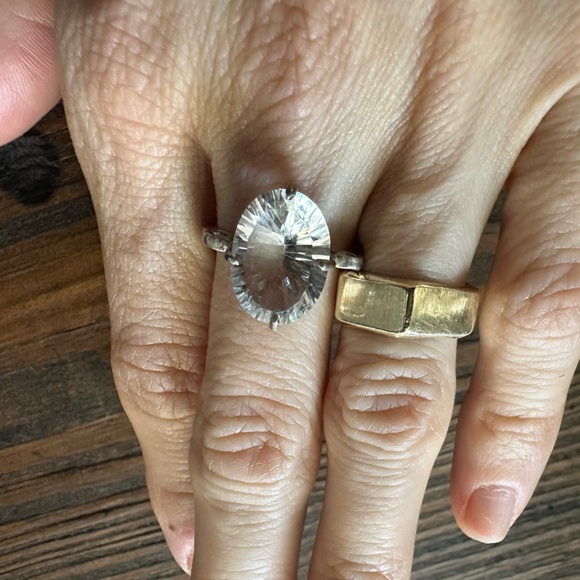 π Large Oval Sterling Cocktail / Engagement Ring π size: 6.5 - Picture 7 of 13